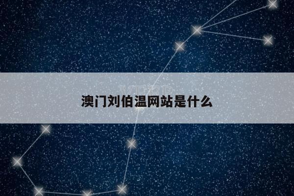 澳门刘伯温网站是什么
